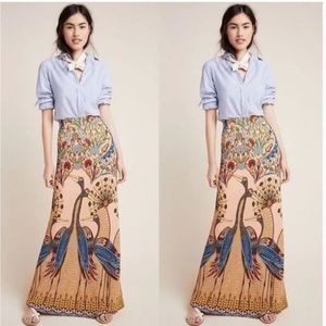Farm Rio Anthropologie Peacock Maxi Skirt